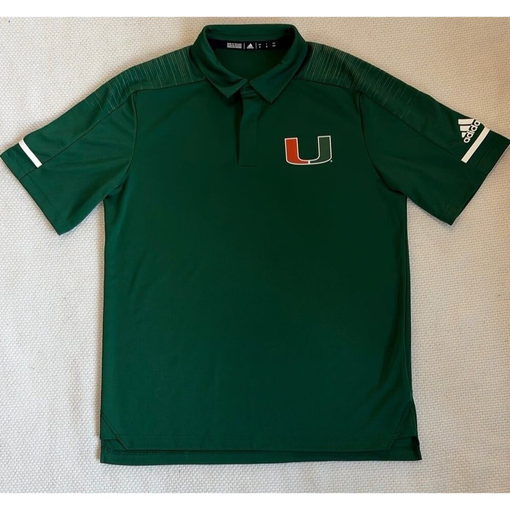 Adidas Miami Hurricanes Polo Men’s M Green Performance Golf